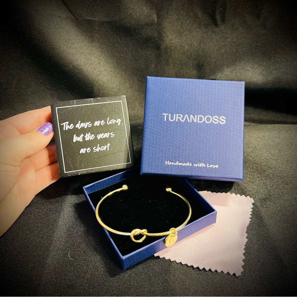 Gold tone Knot “C” Charm Cuff Bracelet Turandoss Bangle Giftset NWT   2 for $22